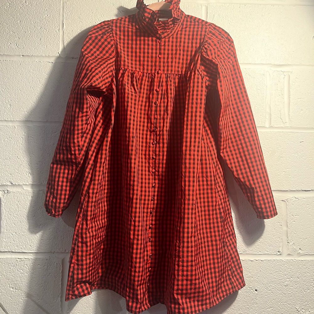 🎉SUMMER SALE!🎉Cutest Gingham Mini w/ Ruffle Neck